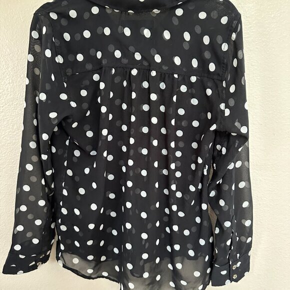 Hurley Black and White Polka Dot‎ Womens Long Sleeve Blouse Size Large - Picture 7 of 7